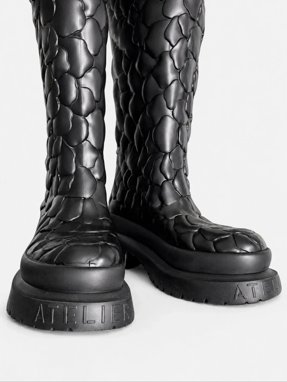 VALENTINO GARAVANI | Atelier 03 Rose Platform Rain Boots 36 Black With Box NWT